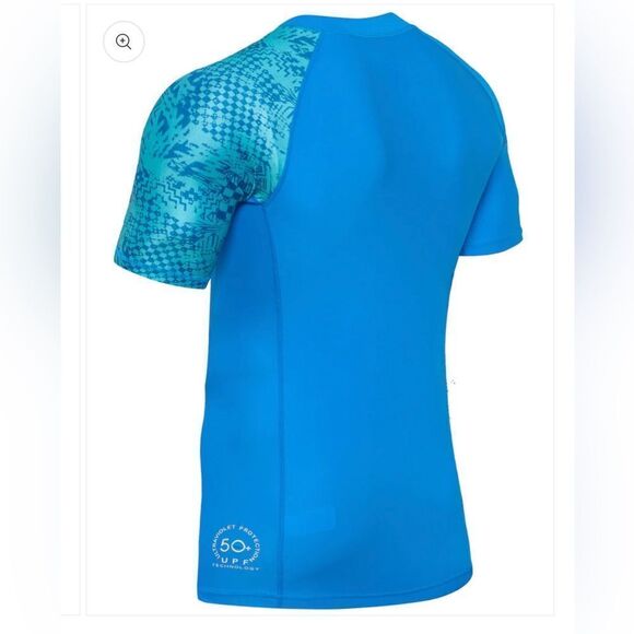 HUGE SPORTS One for All Essential Short Sleeve Rash Guard Champ Blu Digital Sz S - Picture 3 of 11